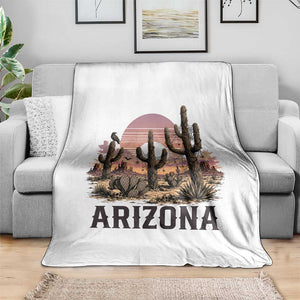 Arizona Halloween Retro Desert Cactus Throw Blanket Grand Canyon State Spooky Sunset