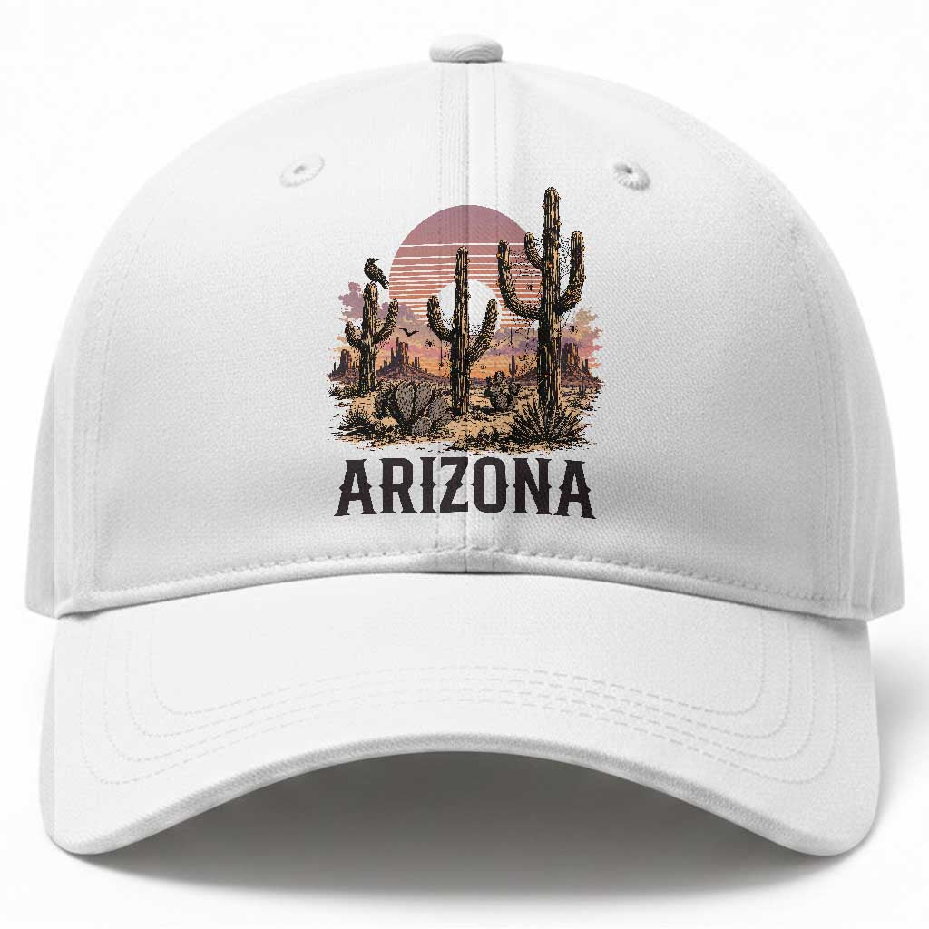 Arizona Halloween Retro Desert Cactus Baseball Cap Grand Canyon State Spooky Sunset