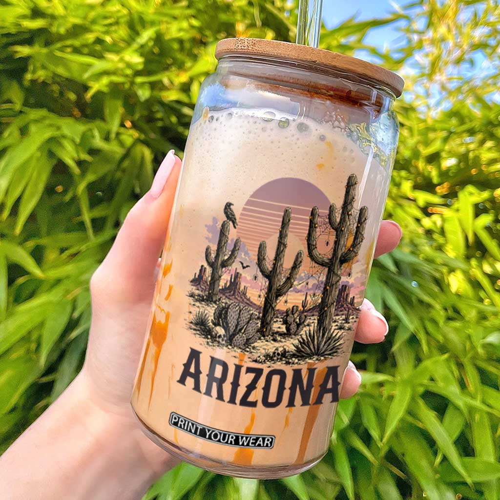 Arizona Halloween Retro Desert Cactus Glass Can Grand Canyon State Spooky Sunset