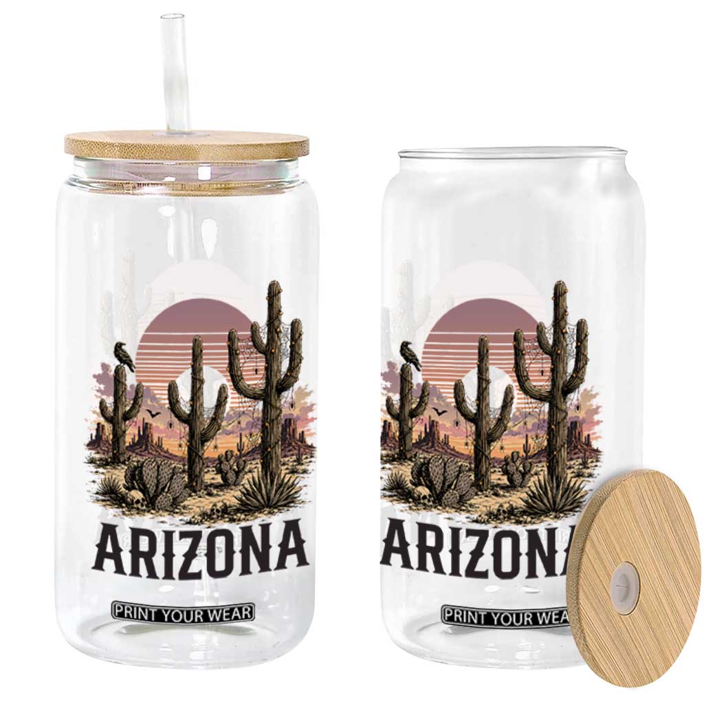 Arizona Halloween Retro Desert Cactus Glass Can Grand Canyon State Spooky Sunset