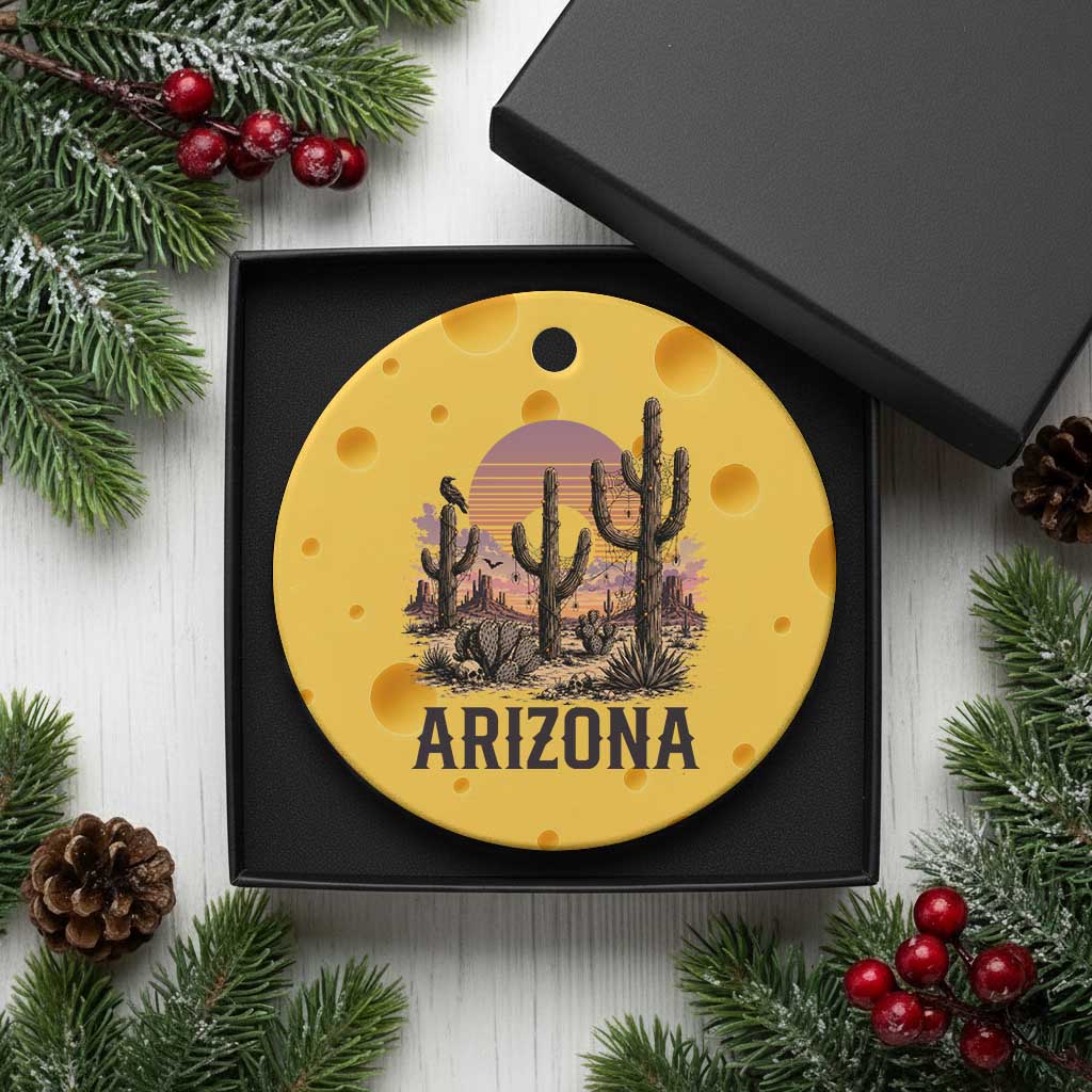 Arizona Halloween Retro Desert Cactus Ceramic Ornament Grand Canyon State Spooky Sunset