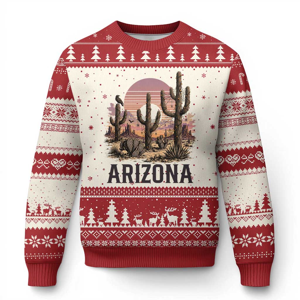 Arizona Halloween Retro Desert Cactus Ugly Christmas Sweater Grand Canyon State Spooky Sunset
