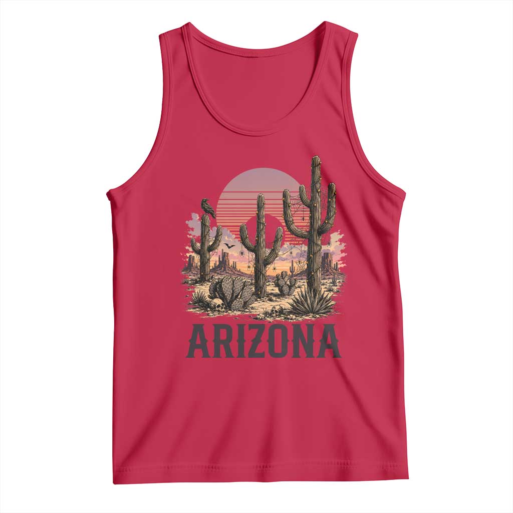 Arizona Halloween Retro Desert Cactus Tank Top Grand Canyon State Spooky Sunset