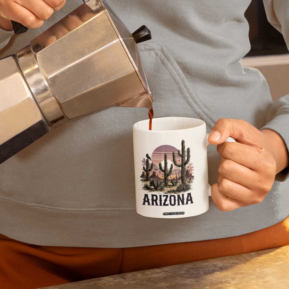 Arizona Halloween Retro Desert Cactus Coffee Mug Grand Canyon State Spooky Sunset