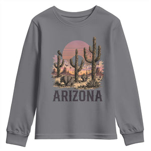 Arizona Halloween Retro Desert Cactus Youth Sweatshirt Grand Canyon State Spooky Sunset