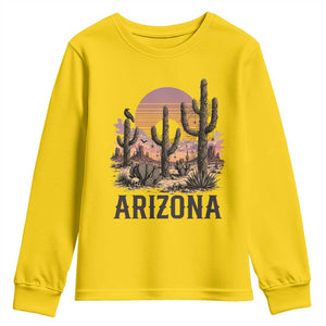 Arizona Halloween Retro Desert Cactus Youth Sweatshirt Grand Canyon State Spooky Sunset