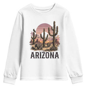 Arizona Halloween Retro Desert Cactus Youth Sweatshirt Grand Canyon State Spooky Sunset