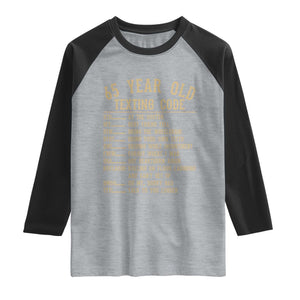Funny 65 Year Old Texting Code Raglan Shirt Senior Citizen 65th Birthday Gift
