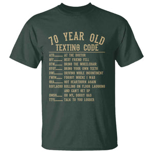 Funny 70 Year Old Texting Code T Shirt Senior Citizen 70th Birthday Gift