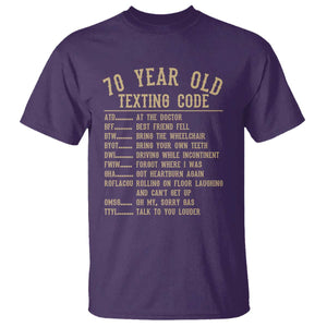 Funny 70 Year Old Texting Code T Shirt Senior Citizen 70th Birthday Gift