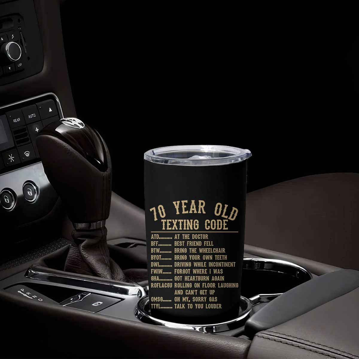 Funny 70 Year Old Texting Code Tumbler Cup Senior Citizen 70th Birthday Gift