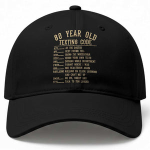 Funny 80 Year Old Texting Code Baseball Cap Senior Citizen 80th Birthday Gift