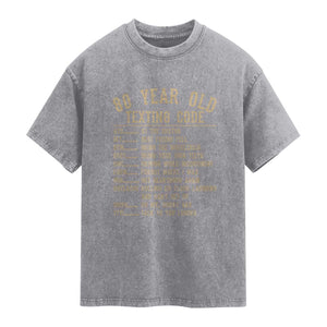 Funny 80 Year Old Texting Code Washed Cotton T-Shirt Senior Citizen 80th Birthday Gift