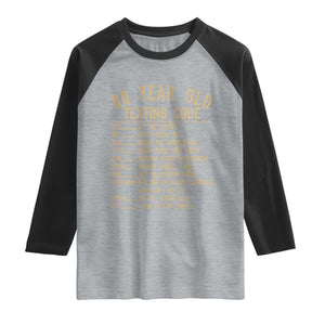 Funny 80 Year Old Texting Code Raglan Shirt Senior Citizen 80th Birthday Gift