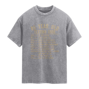Funny 85 Year Old Texting Code Washed Cotton T-Shirt Senior Citizen 85th Birthday Gift