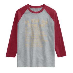Funny 90 Year Old Texting Code Raglan Shirt Senior Citizen 90th Birthday Gift