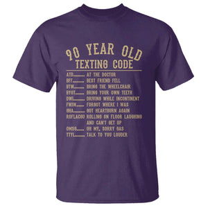 Funny 90 Year Old Texting Code T Shirt Senior Citizen 90th Birthday Gift
