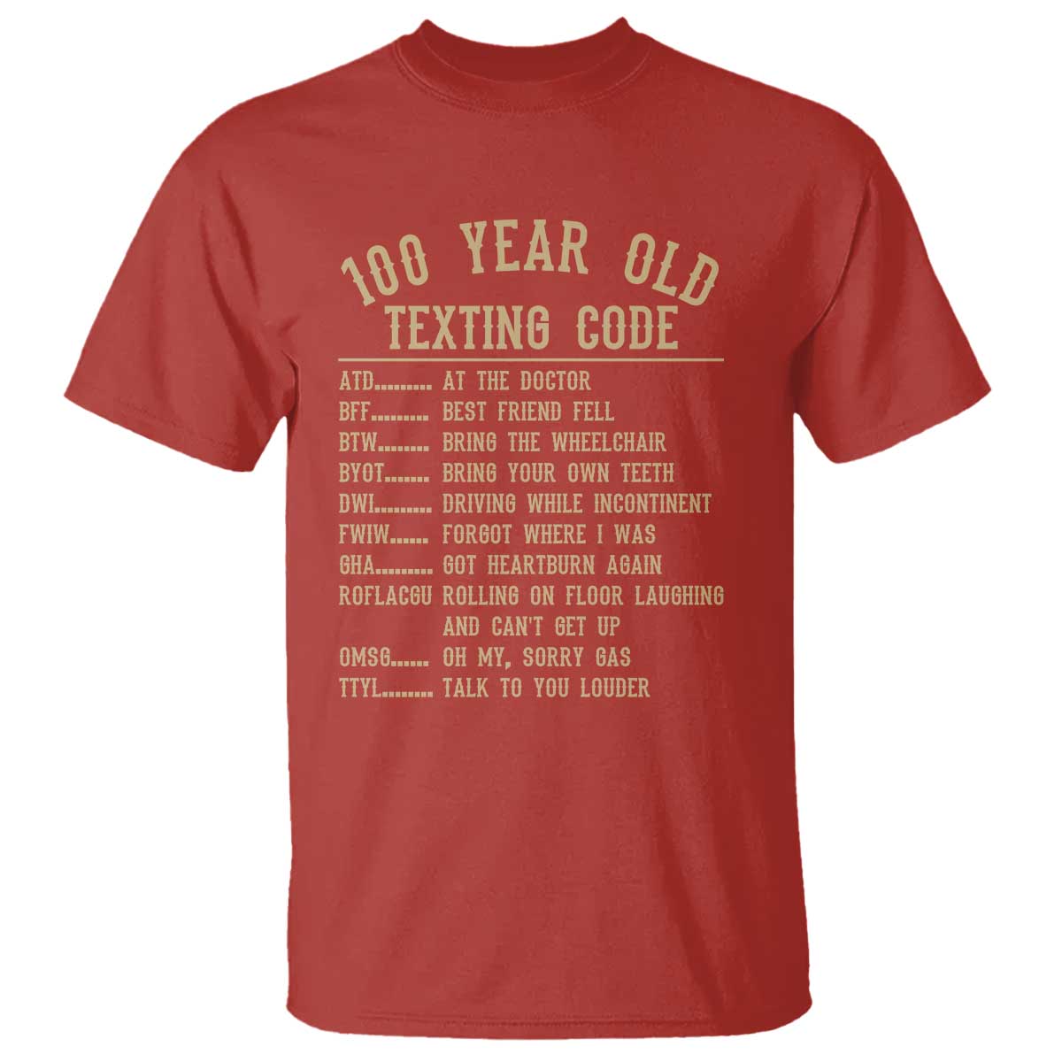 Funny 100 Year Old Texting Code T Shirt Senior Citizen 100th Birthday Gift