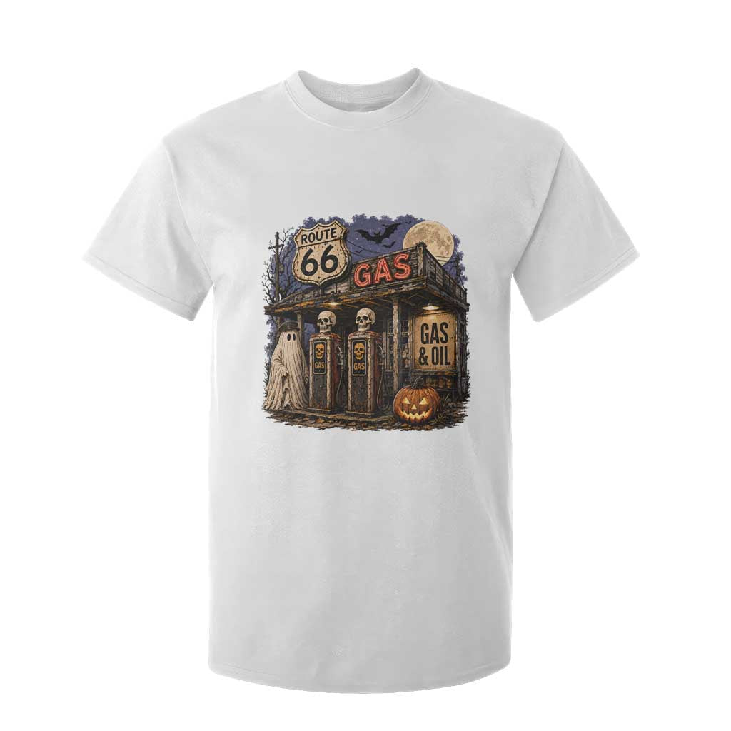 Route Highway 66 Spooky Gas Station Ghost T Shirt For Kid Gas Attendant Halloween Road Trip