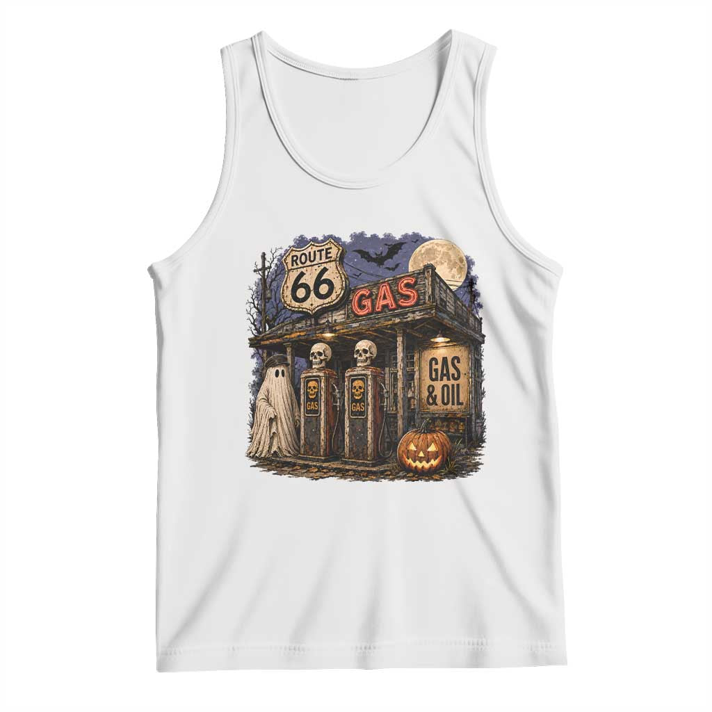 Route Highway 66 Spooky Gas Station Ghost Tank Top Gas Attendant Halloween Road Trip