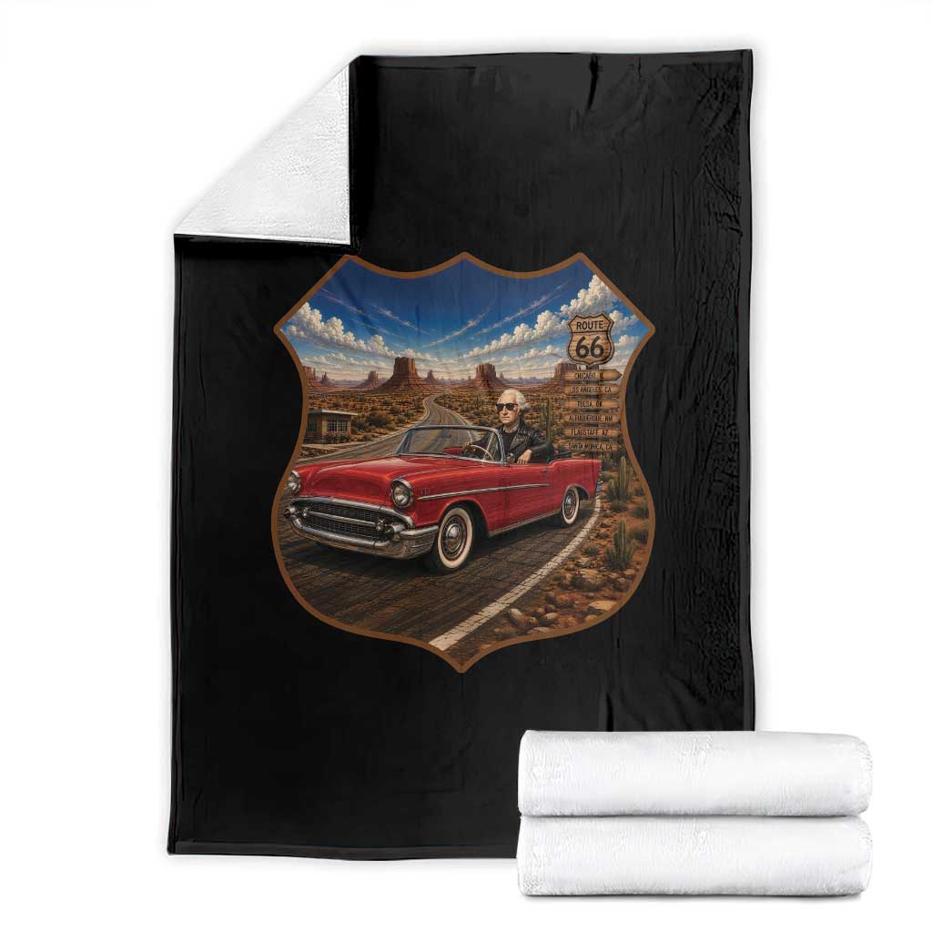 Funny George Washington Route Highway 66 Throw Blanket Historical Parody Patriotic Road Trip