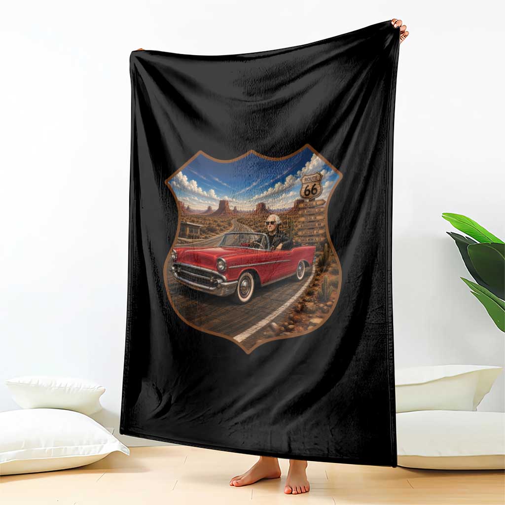 Funny George Washington Route Highway 66 Throw Blanket Historical Parody Patriotic Road Trip