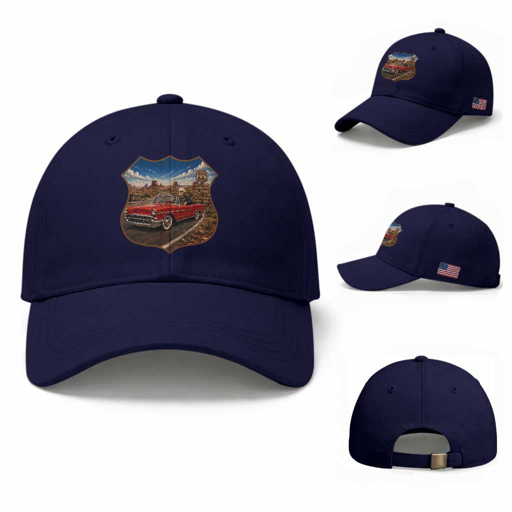 Funny George Washington Route Highway 66 Baseball Cap Historical Parody Patriotic Road Trip