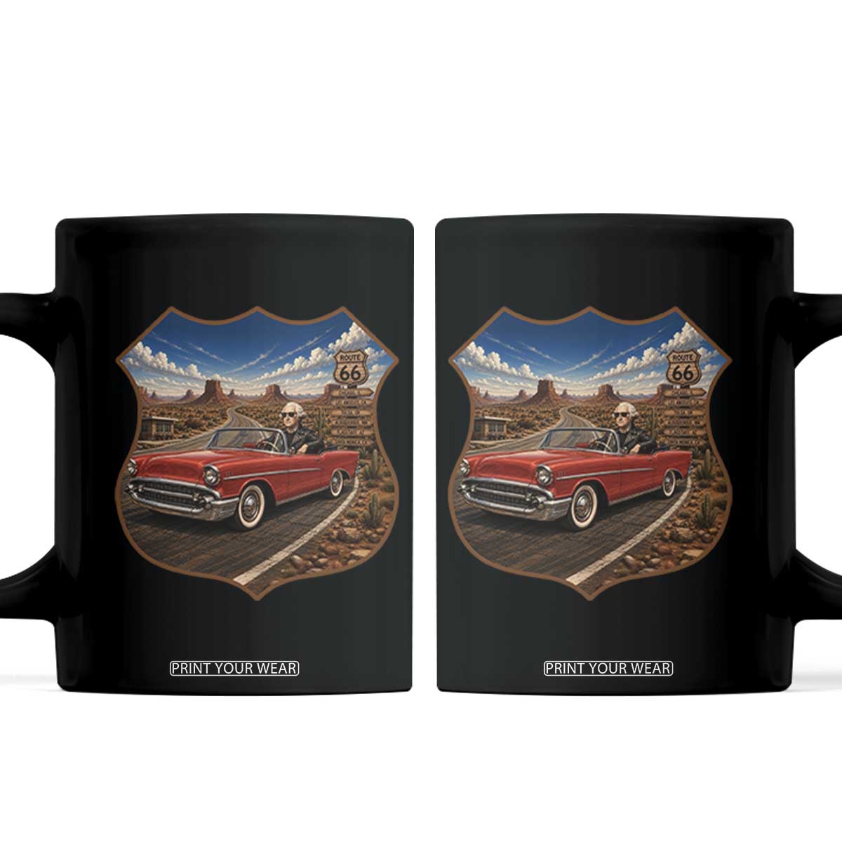 Funny George Washington Route Highway 66 Coffee Mug Historical Parody Patriotic Road Trip