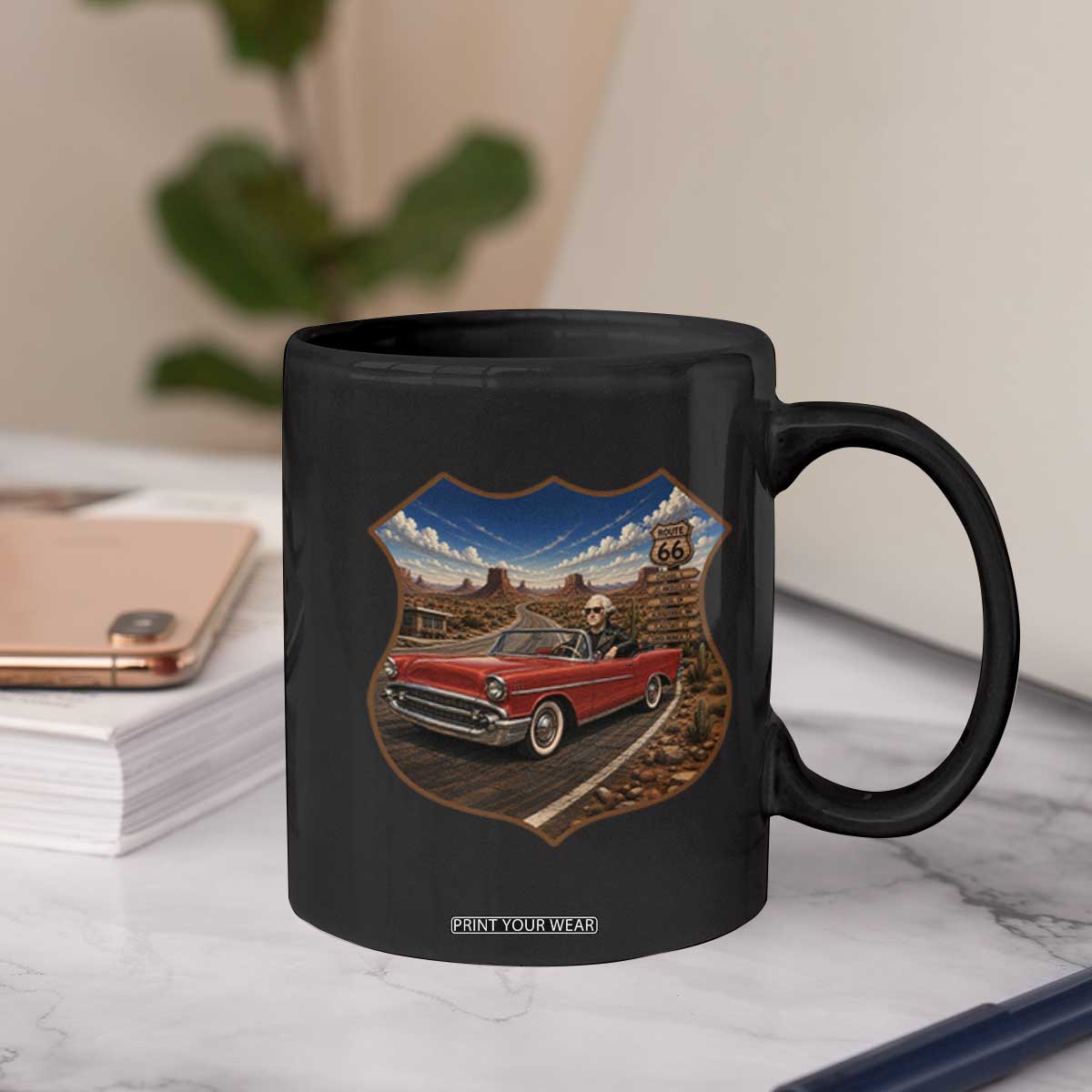 Funny George Washington Route Highway 66 Coffee Mug Historical Parody Patriotic Road Trip