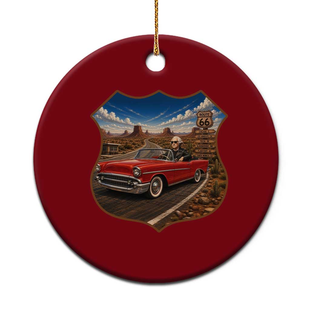 Funny George Washington Route Highway 66 Ceramic Ornament Historical Parody Patriotic Road Trip