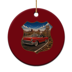 Funny George Washington Route Highway 66 Ceramic Ornament Historical Parody Patriotic Road Trip
