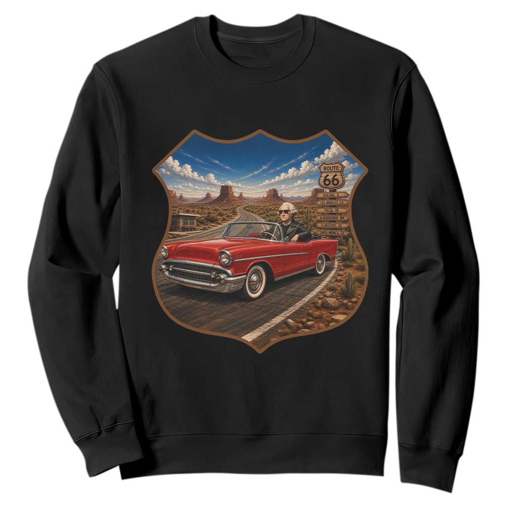 Funny George Washington Route Highway 66 Sweatshirt Historical Parody Patriotic Road Trip