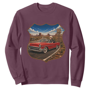 Funny George Washington Route Highway 66 Sweatshirt Historical Parody Patriotic Road Trip