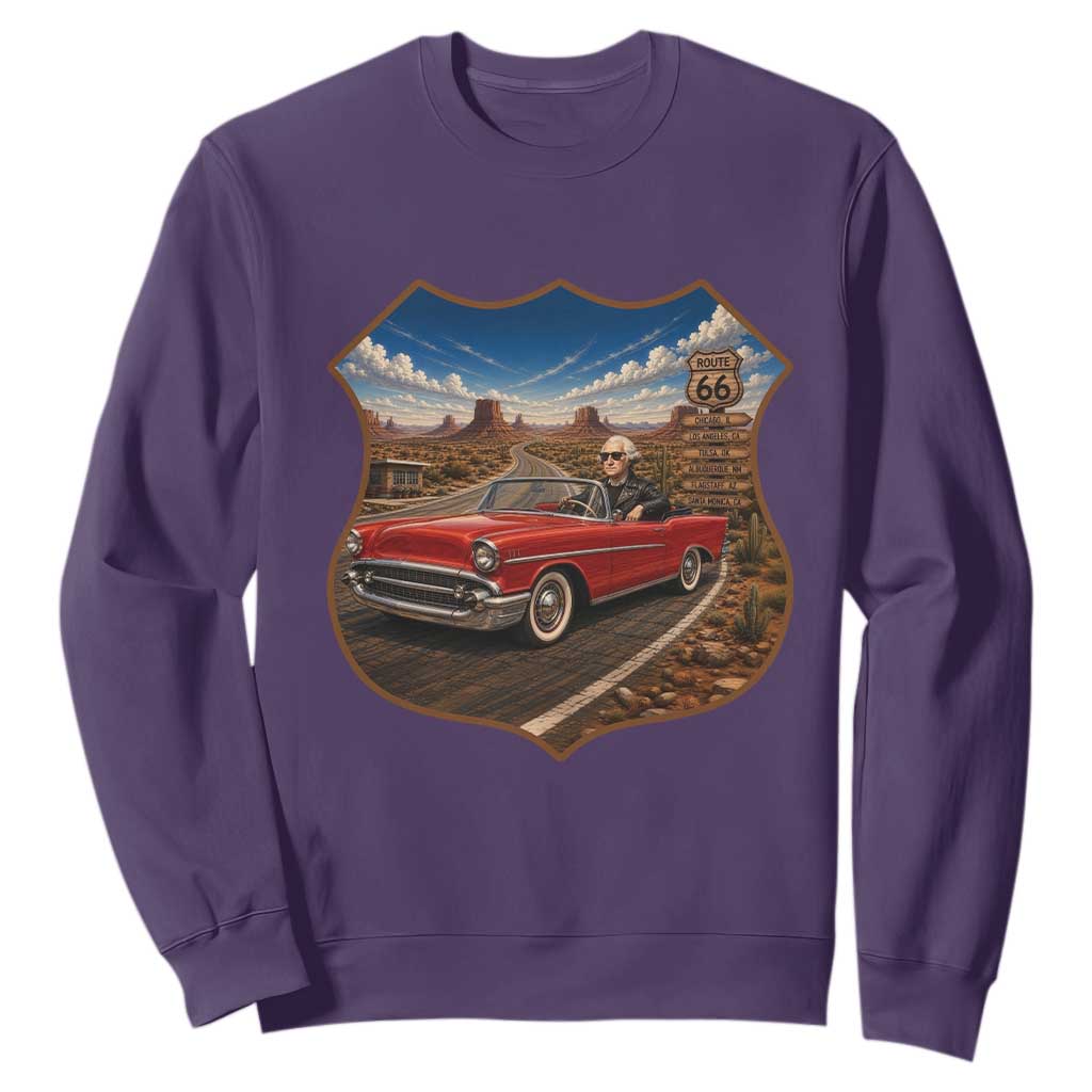 Funny George Washington Route Highway 66 Sweatshirt Historical Parody Patriotic Road Trip