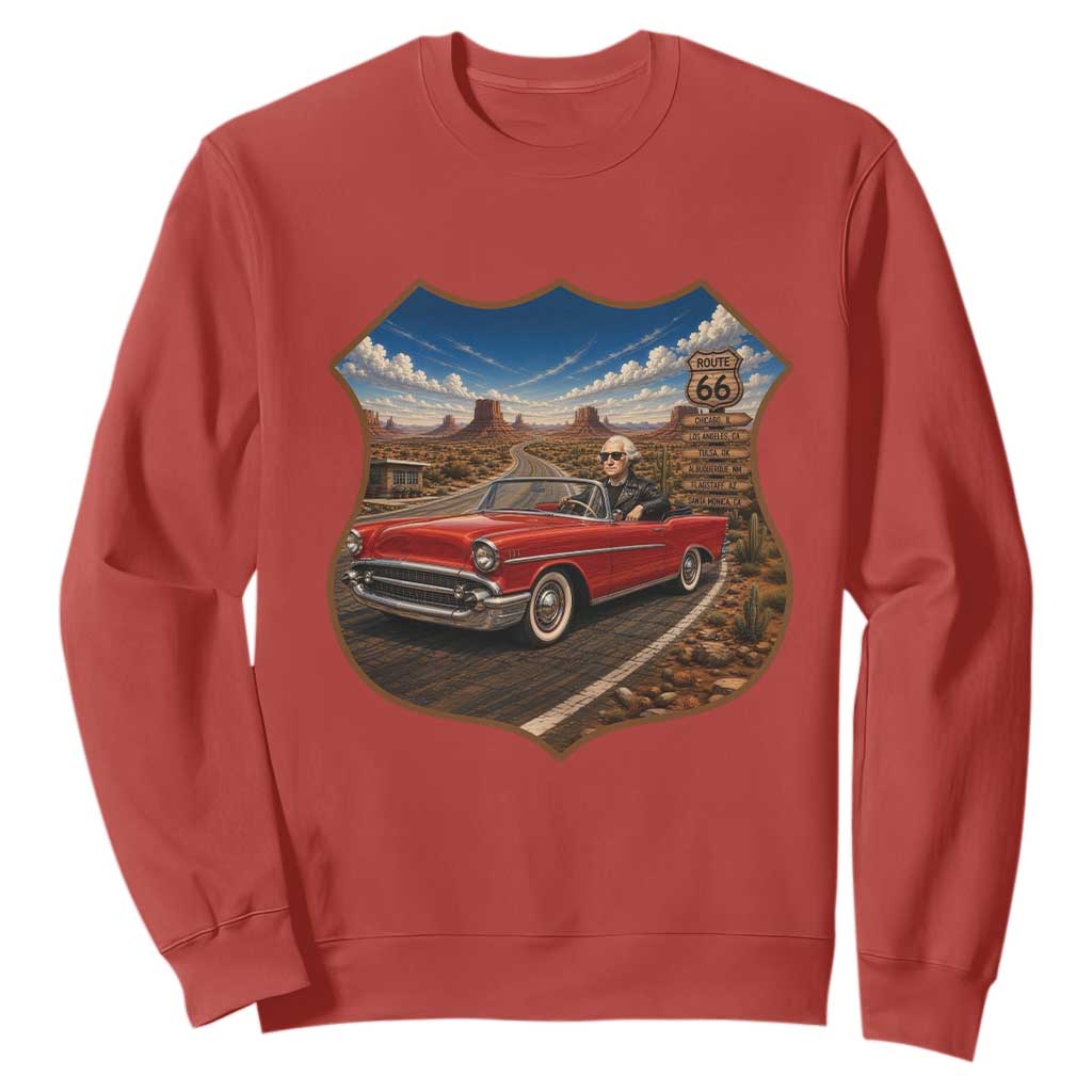 Funny George Washington Route Highway 66 Sweatshirt Historical Parody Patriotic Road Trip