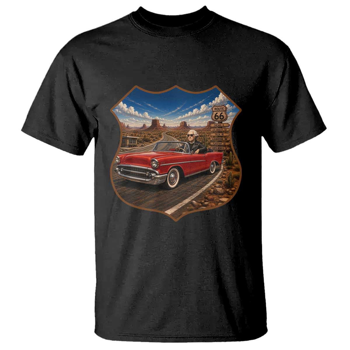 Funny George Washington Route Highway 66 T Shirt Historical Parody Patriotic Road Trip