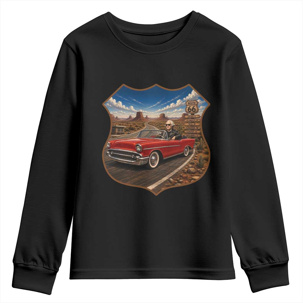 Funny George Washington Route Highway 66 Youth Sweatshirt Historical Parody Patriotic Road Trip