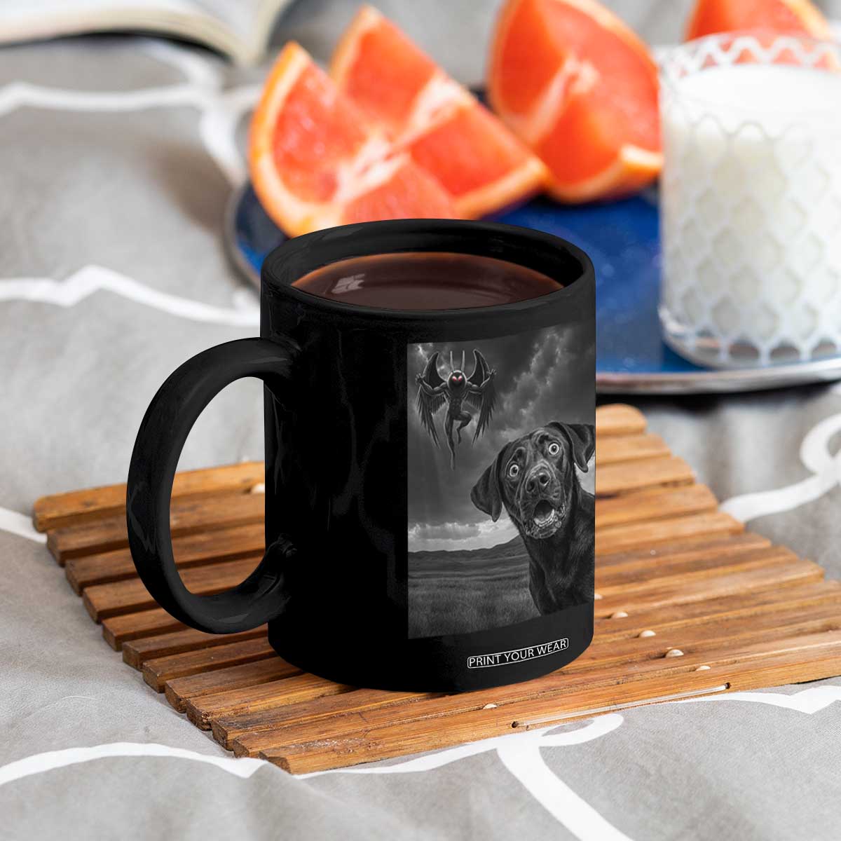 Funny Labrador Selfie With Mothman Coffee Mug Cryptid Gift TS12 Print Your Wear