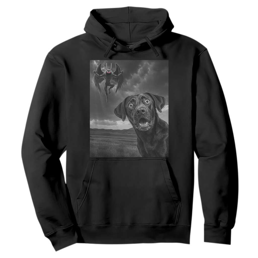 Funny Labrador Selfie With Mothman Hoodie Cryptid Gift TS12 Black Print Your Wear