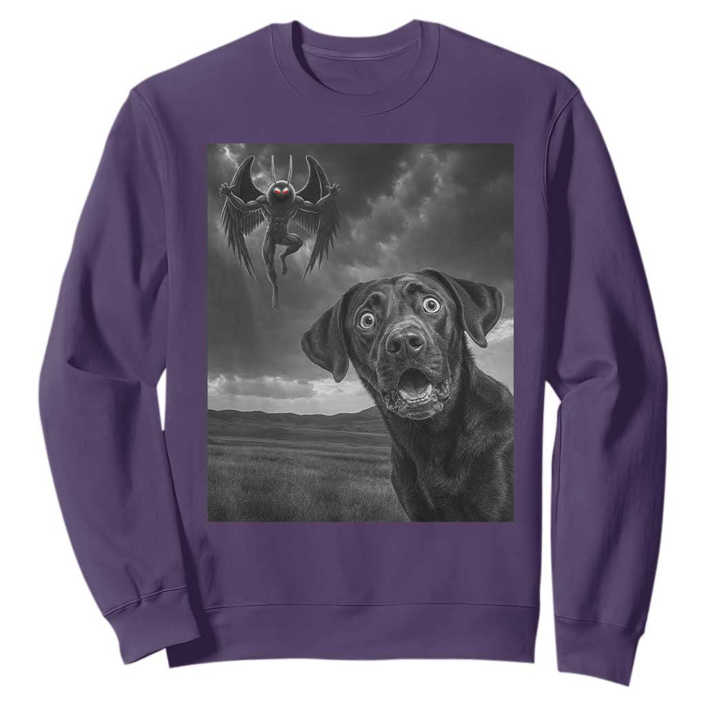 Funny Labrador Selfie With Mothman Sweatshirt Cryptid Gift TS12 Purple Print Your Wear