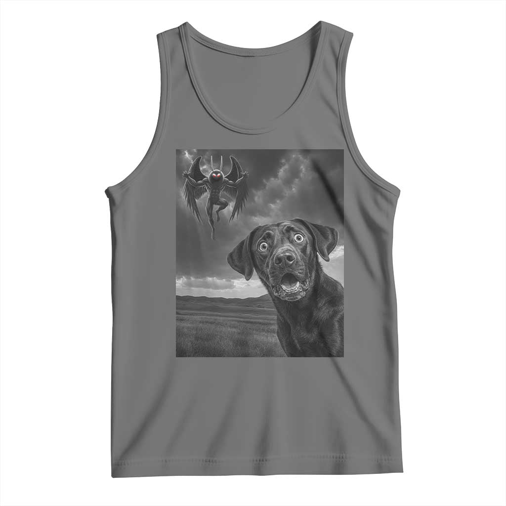 Funny Labrador Selfie With Mothman Tank Top Cryptid Gift TS12 Black Heather Print Your Wear