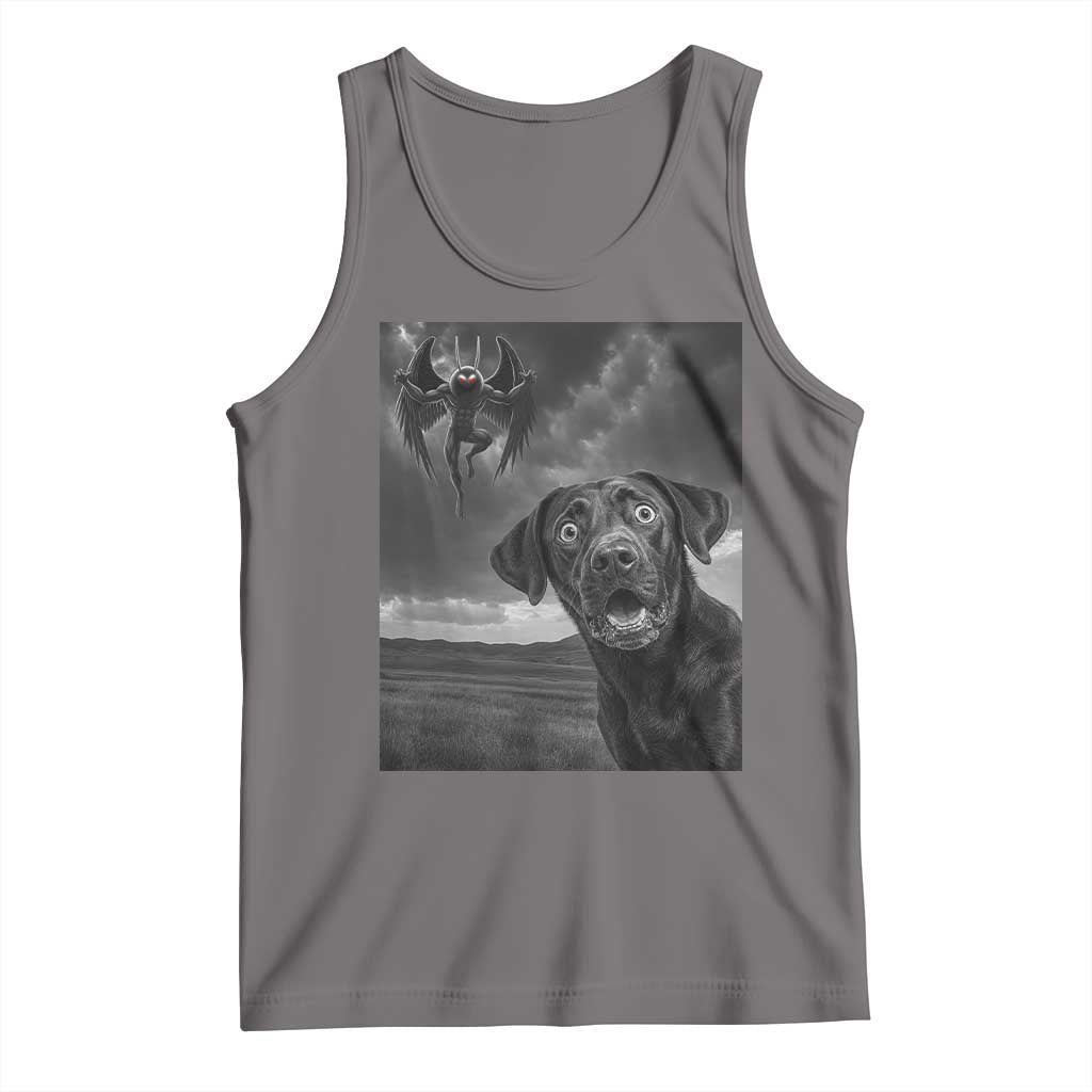 Funny Labrador Selfie With Mothman Tank Top Cryptid Gift TS12 Deep Heather Print Your Wear