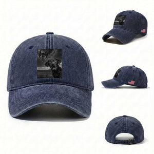 Funny Labrador Selfie With Mothman Washed Cotton Baseball Cap Cryptid Gift TS12 Washed Cap Universal Fit Navy Print Your Wear