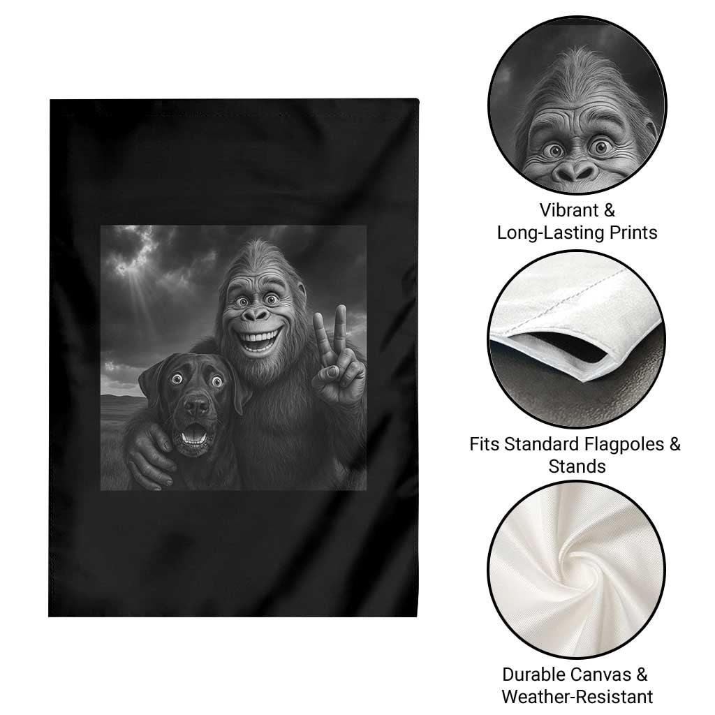 Cute Labrador Selfie With Bigfoot Garden Flag Funny Cryptid TS12 Print Your Wear