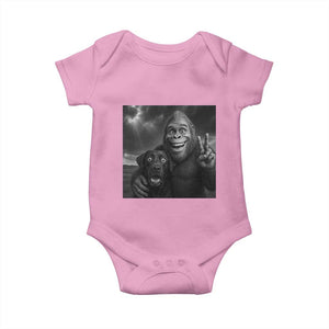 Cute Labrador Selfie With Bigfoot Baby Onesie Funny Cryptid TS12 Light Pink Print Your Wear