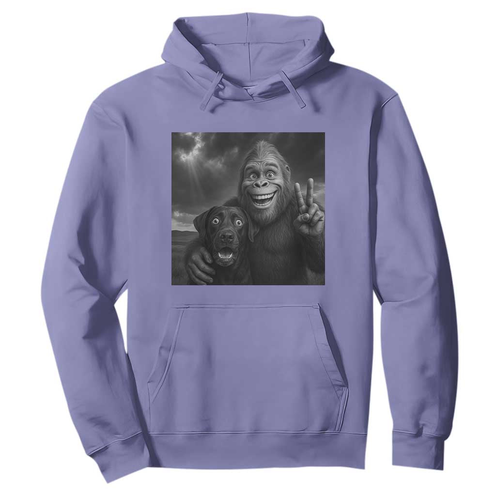 Cute Labrador Selfie With Bigfoot Hoodie Funny Cryptid TS12 Violet Print Your Wear