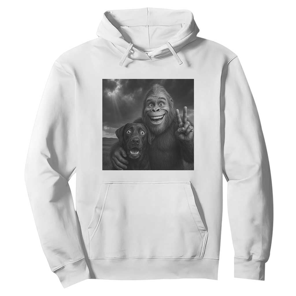 Cute Labrador Selfie With Bigfoot Hoodie Funny Cryptid TS12 White Print Your Wear