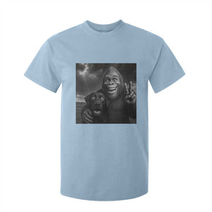 Cute Labrador Selfie With Bigfoot T Shirt For Kid Funny Cryptid TS12 Light Blue Print Your Wear