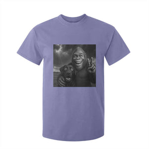 Cute Labrador Selfie With Bigfoot T Shirt For Kid Funny Cryptid TS12 Violet Print Your Wear