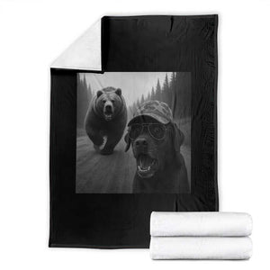 Funny Labrador Selfie With Bear Throw Blanket Dog Lover Gift TS12 Black Print Your Wear